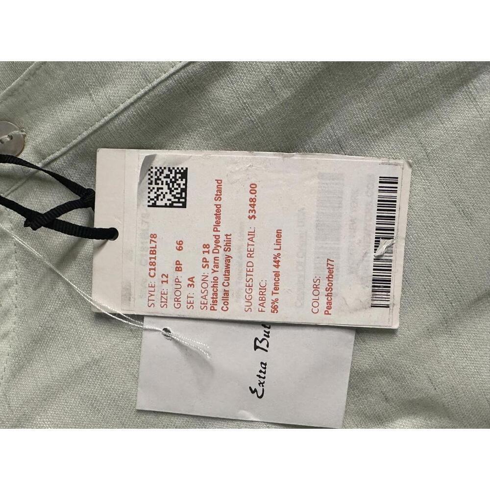 Worth New York pleated collar sleeveless button-up linen-blend shirt Size 12 - Picture 7 of 7